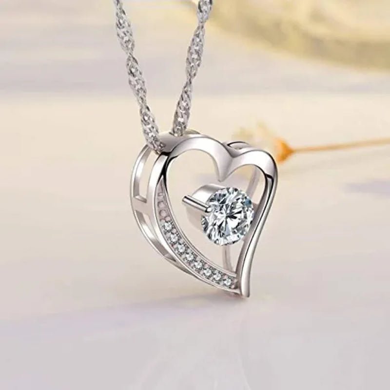 Bridal Wedding Clavicle Necklace Cubic Zircon Heart Necklace for Women Wedding Accessories Valentine's Day Gift