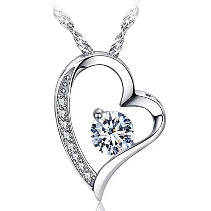 Bridal Wedding Clavicle Necklace Cubic Zircon Heart Necklace for Women Wedding Accessories Valentine's Day Gift - WORLD TIME VISITS