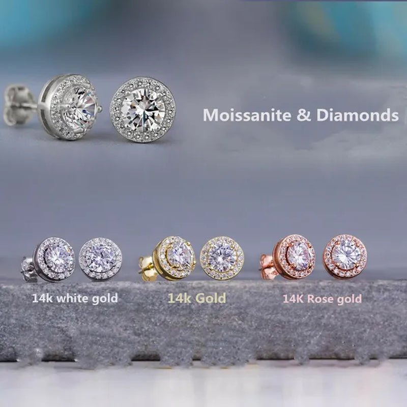 Brilliant Round Cut Halo Solitaire Moissanite & Simulated Diamond Solitaire Stud  Back Earrings  Engagement & Wedding Jewelry Ear Studs Bridal Gift Diamond Stud Earrings  Stud Earrings Stud Earrings for Women Jewelry