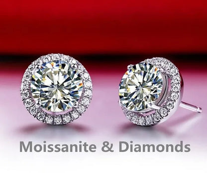 Brilliant Round Cut Halo Solitaire Moissanite & Simulated Diamond Solitaire Stud Back Earrings Engagement & Wedding Jewelry Ear Studs Bridal Gift Diamond Stud Earrings Stud Earrings Stud Earrings for Women Jewelry - WORLD TIME VISITS