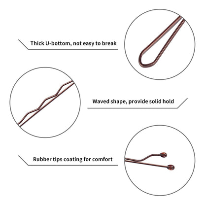 Brown Bobby Pin for Buns, 150 Count Hair Pins Bulk with Storage Case, Pain-Free Hair Clips for Women and Girls (Brown, 2 Inch)