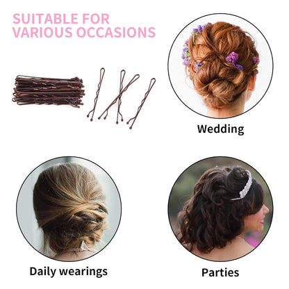 Brown Bobby Pin for Buns, 150 Count Hair Pins Bulk with Storage Case, Pain-Free Hair Clips for Women and Girls (Brown, 2 Inch)