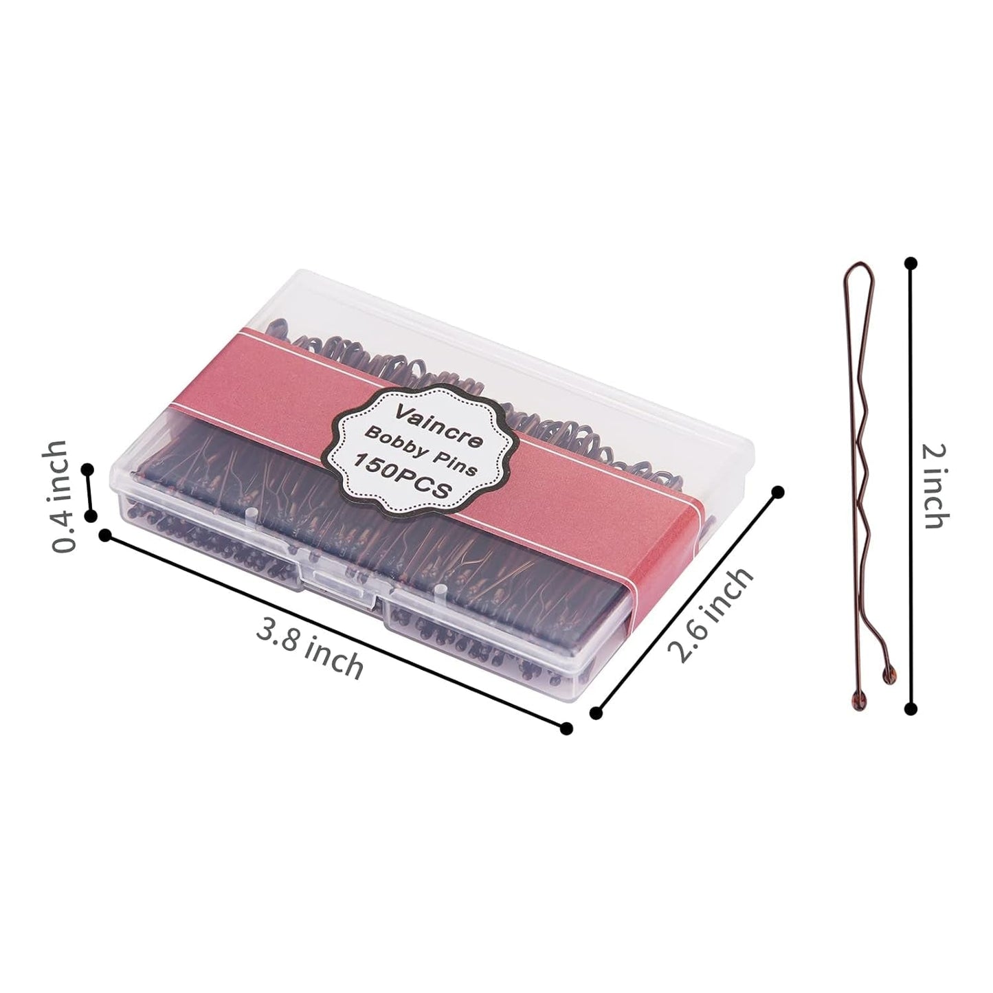 Brown Bobby Pin for Buns, 150 Count Hair Pins Bulk with Storage Case, Pain - Free Hair Clips for Women and Girls (Brown, 2 Inch) - WORLD TIME VISITS