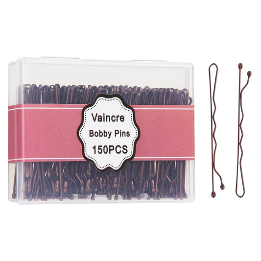 Brown Bobby Pin for Buns, 150 Count Hair Pins Bulk with Storage Case, Pain - Free Hair Clips for Women and Girls (Brown, 2 Inch) - WORLD TIME VISITS