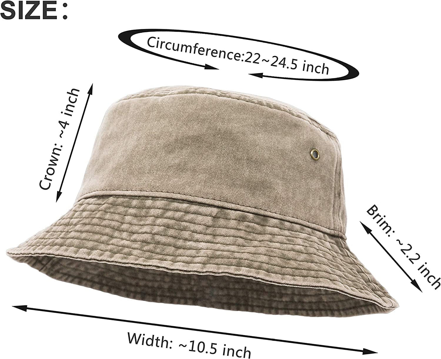 Bucket Hat, Wide Brim Washed Denim Cotton Outdoor Sun Hat Flat Top Cap for Fishing Hiking Beach Sports - WORLD TIME VISITS