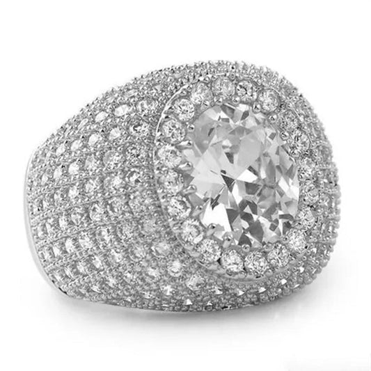 Business Men's Fashion Luxury Simple Natural White Sapphire Ring Wedding Engagement Party Jewelry - WORLD TIME VISITS