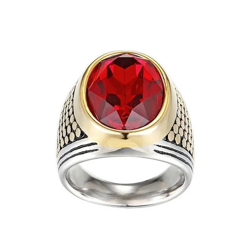 Business Men'S Fashion Ring Red Zircon Ring Wedding Engagement Party Jewelry - WORLD TIME VISITS