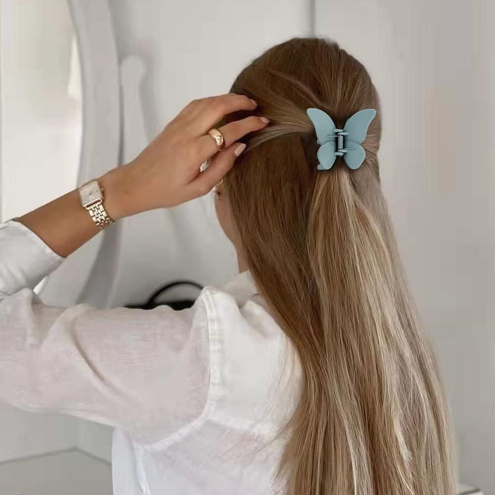 Butterfly Hair Accessories - Matte Claw Clips for Women and Girls, 4Pcs 2.6" Hair Clamps and Jaw Clips for Thin to Medium Hair - WORLD TIME VISITS