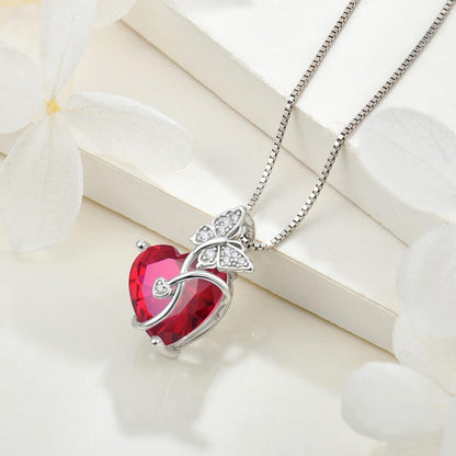 Butterfly Necklace for Women 925 Sterling Silver Love Heart Pendant Necklace Birthstone Jewelry Gifts for Wife Girlfriend Mom Daughter
