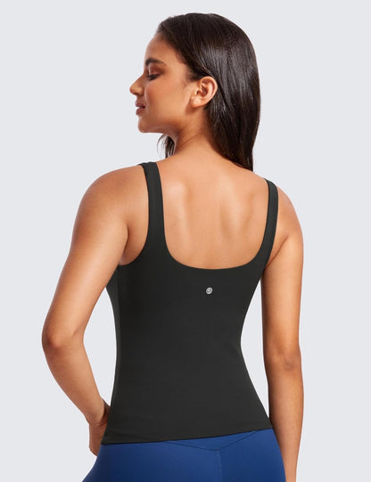 Butterluxe Workout Tank Tops for Women U Neck Padded Crop Tops Athletic Camisole Tops with Built in Bra