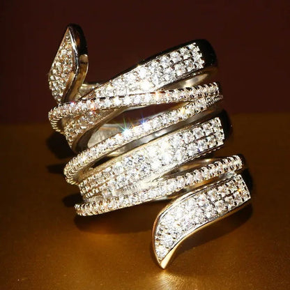Luxurious  Silver Natural Gemstones White Sapphire Ring Wedding Birthstone Bride Flower Engagement Ellipse Leaves Ring Jewelry Size 6 7 8 9 10