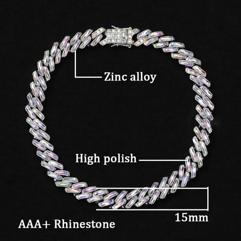 Cuban Link Chain Ice Out Chain Necklace For Men and Women Hip Hop Jewelry