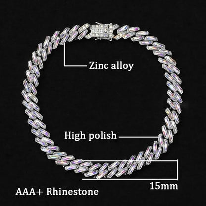 Cuban Link Chain Ice Out Chain Necklace For Men and Women Hip Hop Jewelry