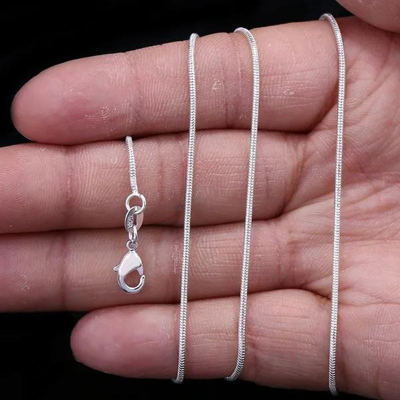 Men Women Snake Chain 1MM/2MM/3MM 925 Silver Necklaces Fashion DIY Charm Pendant Fine Jewelry Accessories