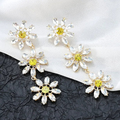 1 Pair Fashion Crystal Rhinestone Drop Earrings for Women Citrine Jewelry