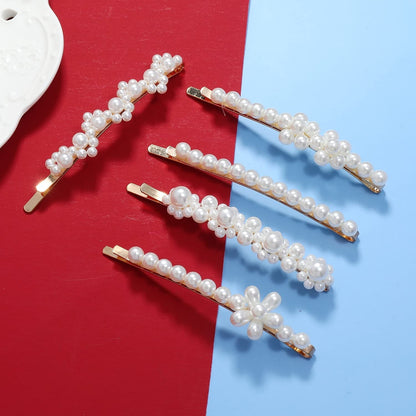 Women Hair Accessories 18PCS Handmade Simulation Pearl Barrettes Clip Set Geometric Flower Bobby Hairpin Girls Headwear…