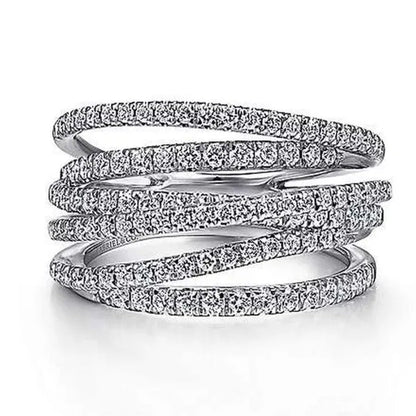 Exquisite 925 Sterling Silver Micro Pave Diamond Multilayer Rings for Women Bridal Romantic Engagement Proposal Gift Jewelry