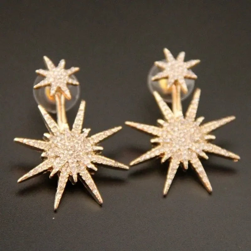 Sparkling Hexagram Snowflake White Sapphire Fission Stud Earrings Charms Bride Jewelry Christmas Gifts