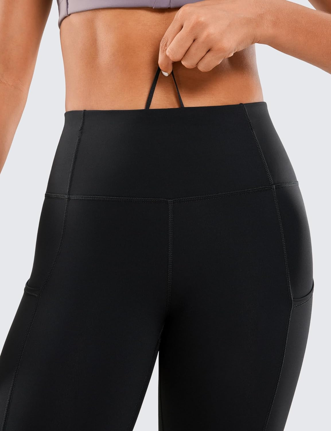 Women'S Naked Feeling Workout Leggings 25 Inches - High Waisted Yoga Pants with Side Pockets Running Tights