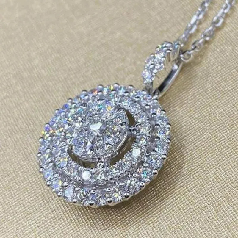 Exquisite Micro Inlay Bright Zircon Pendant Necklace for Women Bridal Wedding Jewelry Valentine Gifts - WORLD TIME VISITS