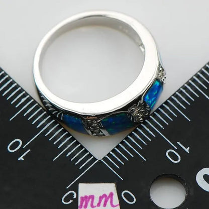 Blue Opal Sapphire 925 Sterling Silver Fashion Ring Size 6 7 8 9 10 R1308