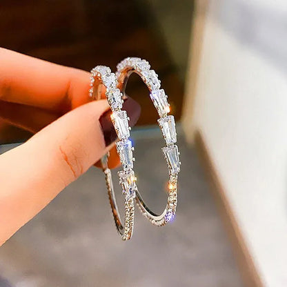 Fashion Women Hoop Earrings Micro Insert Zircon Diamond Earings Girl Banquet Party Big Circle Earrings Jewelry