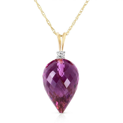 14K 16" Yellow Gold Necklace with Diamond and Briolette Amethyst