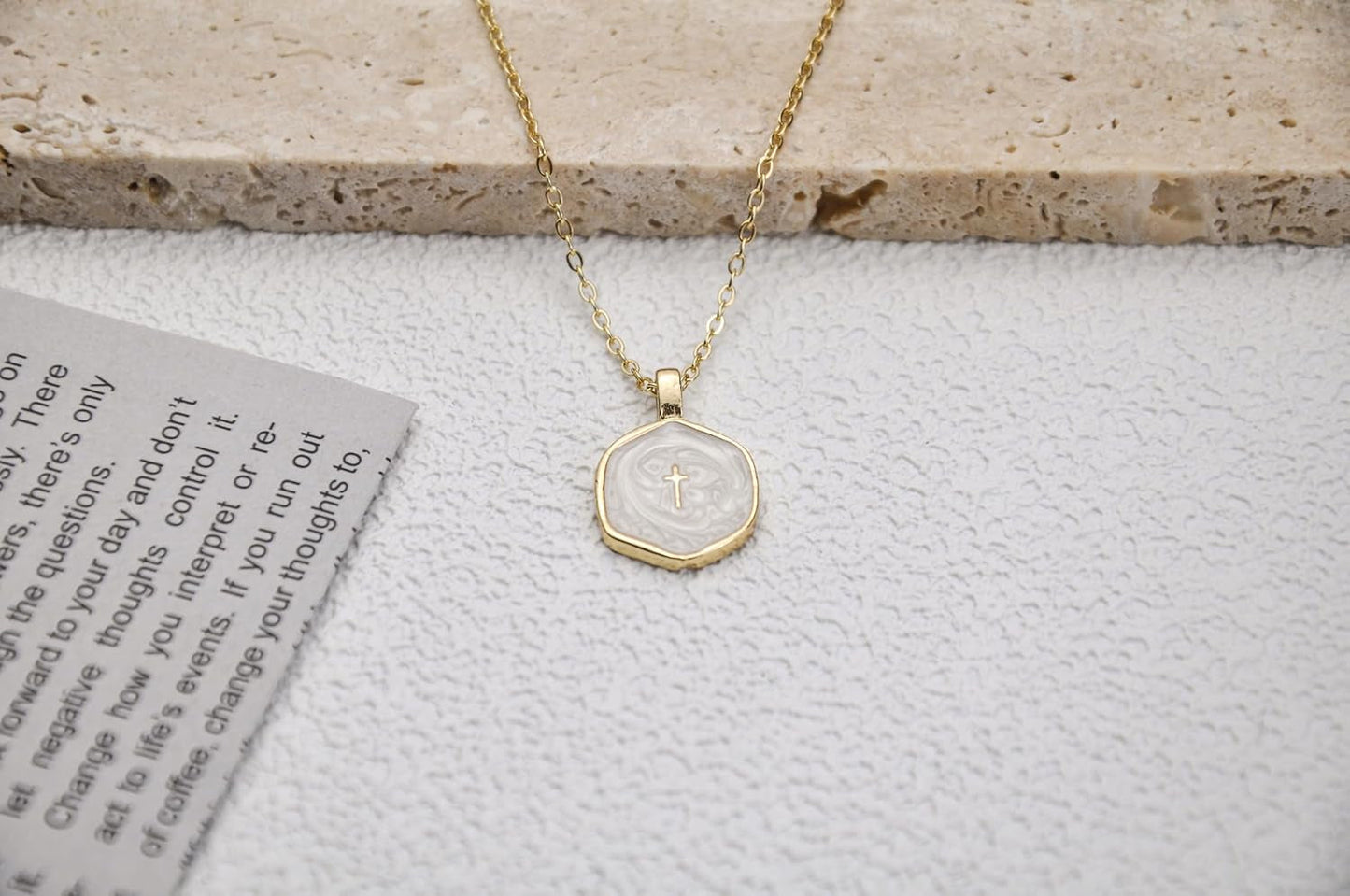 2 Pcs Cross Necklace for Women, Gold/Sterling Silver Plated Dainty Cross Pendant Necklace, Adjustable Chain, Trendy Gold Jewelry Gift for Women and Men