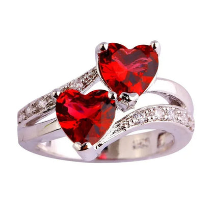 Fashion Lover Jewelry Heart Cut Rainbow & White Topaz Gemstone Silver Ring Size 5 6 7 8 9 10 11 12 13 HANNAH MARTIN