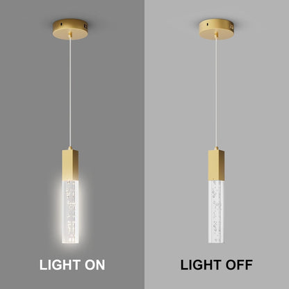 Brass Pendant Light for Kitchen Island Dimmable Integrated LED Pendant Light Gold Pendant Light with Crystal Modern Pendant Light for Bedroom Dinning Room Hallway (2-Pack)