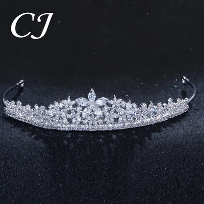 CANDICE Luxurious Classy White Gold Plating Bridal Crown Tiara Necklace Earrings Sets Pave Water Drop Cubic Zirconia Wedding Jewelry Set for Brides