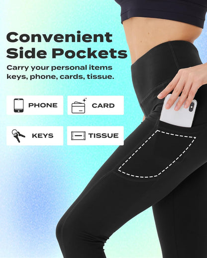Capri Leggings for Women - Tummy Control Black Leggings with Pockets High Waisted Yoga Pants Workout Cycling Leggings