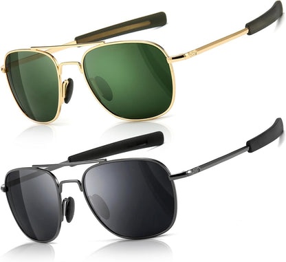 Men'S Military Style Polarized Pilot Aviator Sunglasses Bayonet Temples