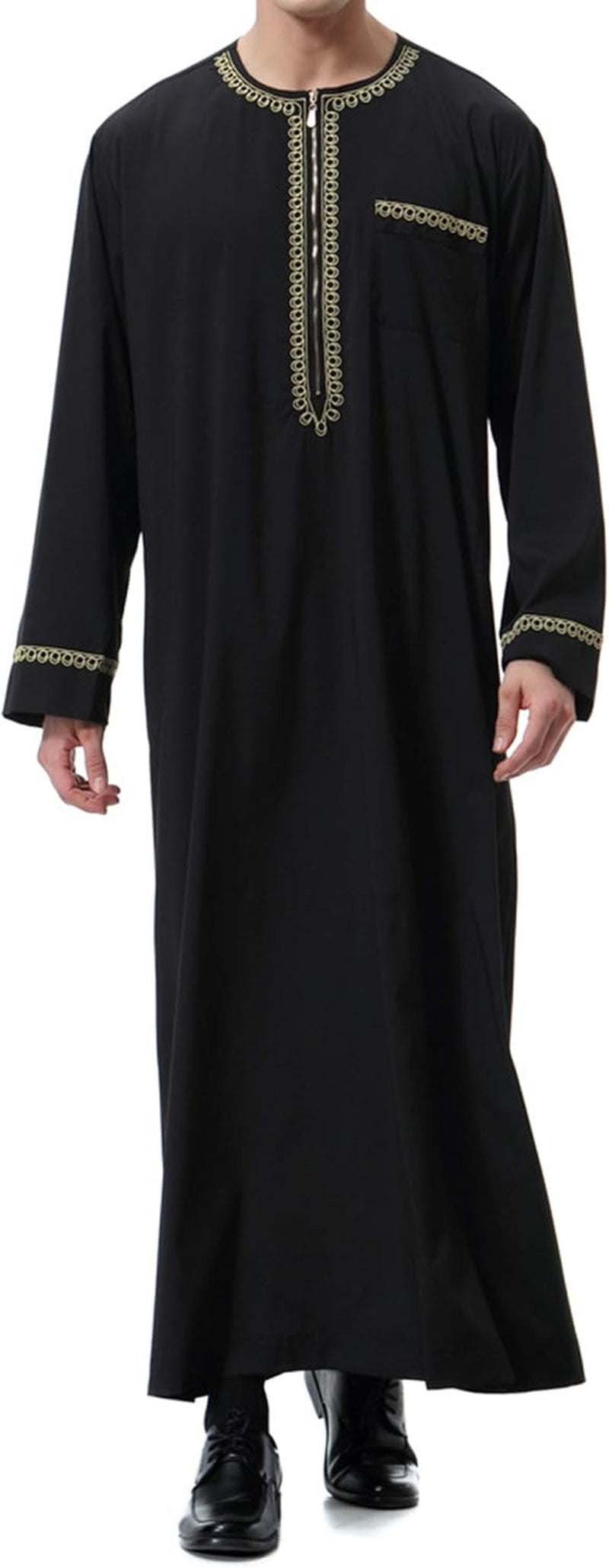 Islamic Mens Clothing Kaftan Maxi-Muslim Male Shirt Long Sleeve Abaya Dubai Cotton… - WORLD TIME VISITS