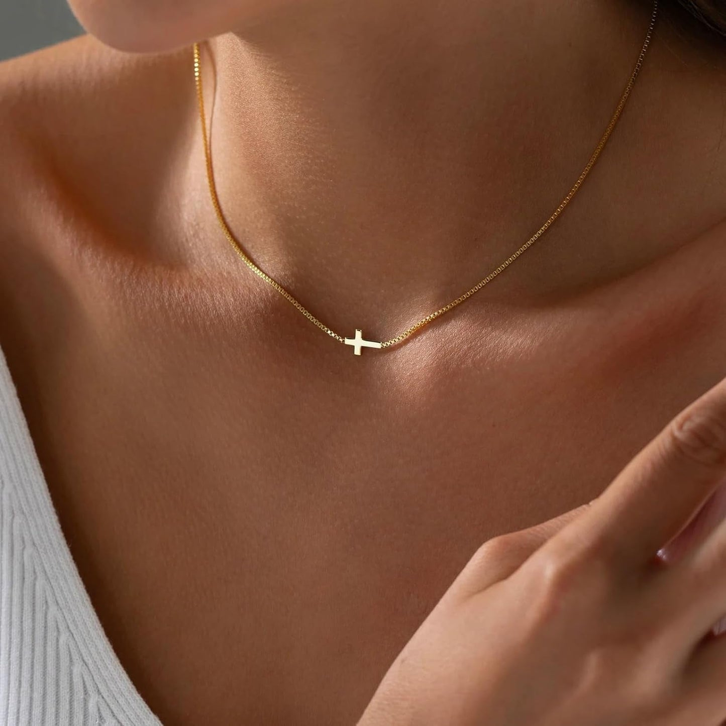Cross Necklace for Women 14K Gold Silver Plated Dainty Small Cross Pendant Choker Simple Trendy Cute Cross Charm Chain Necklace Easter Basket Stuffers Baptism Religious Faith Jewelry Gift - WORLD TIME VISITS