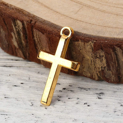 Cross Crucifix Charm Pendants - 150 Pack (50 of Each), 1 Inch X 1/2 Inch, Antiqued Silver/Bronze/Gold Tone, DIY Jewelry Making Supplies