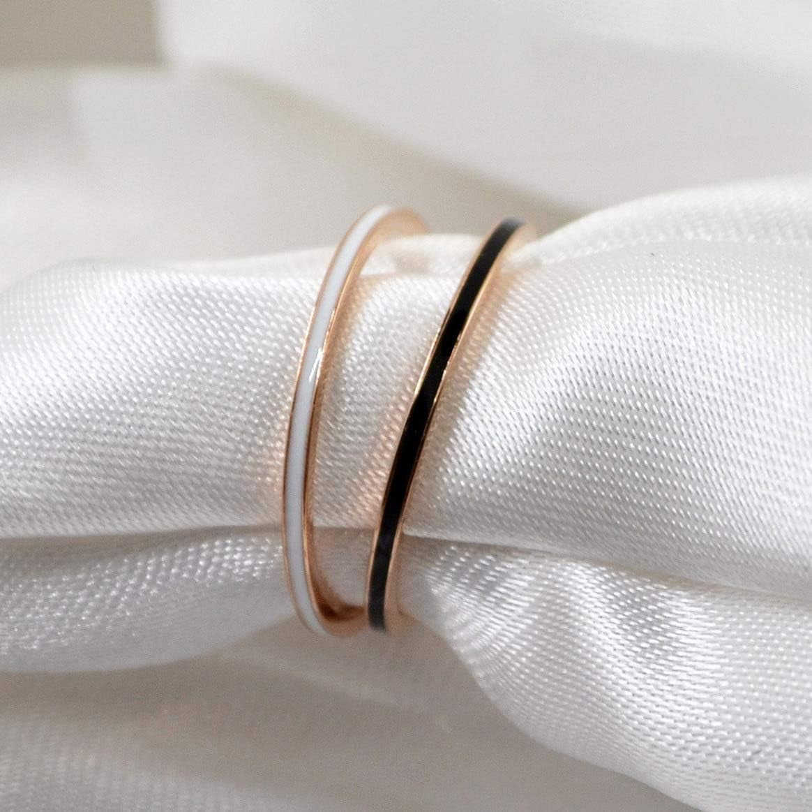 Women'S Stainless Steel 1MM Thin Midi Stacking Ring Enamel Plain Rose Gold Wedding Band Size 3 to 10
