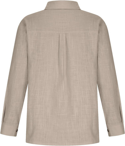 Women Cotton Linen Summer Tops Button down Shirts Dressy Causal Long Sleeve Gauze Blouses Trendy Boho Clothes 2024