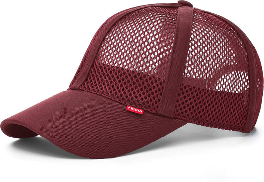 Men Mesh Trucker Baseball Cap Adjustable 6-Panel Hat Outdoor Sports Wear