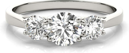 14K White Gold Lab-Grown Diamond 3 Stone Wedding Engagement Ring (1.00 Cttw, I-J Color, VS2-SI1 Clarity)