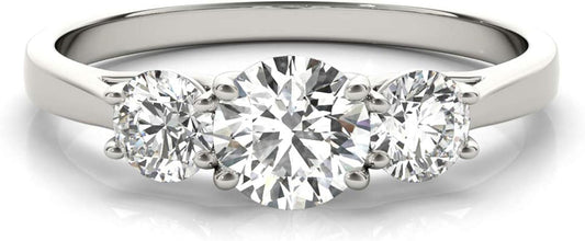 14K White Gold Lab-Grown Diamond 3 Stone Wedding Engagement Ring (1.00 Cttw, I-J Color, VS2-SI1 Clarity)