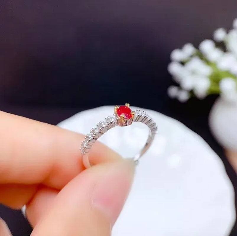 CoLife Jewelry 3mm * 4mm Natural Ruby Ring for Daily Wear 100% Natural Ruby Silver Ring 925 Silver Ruby Jewelry