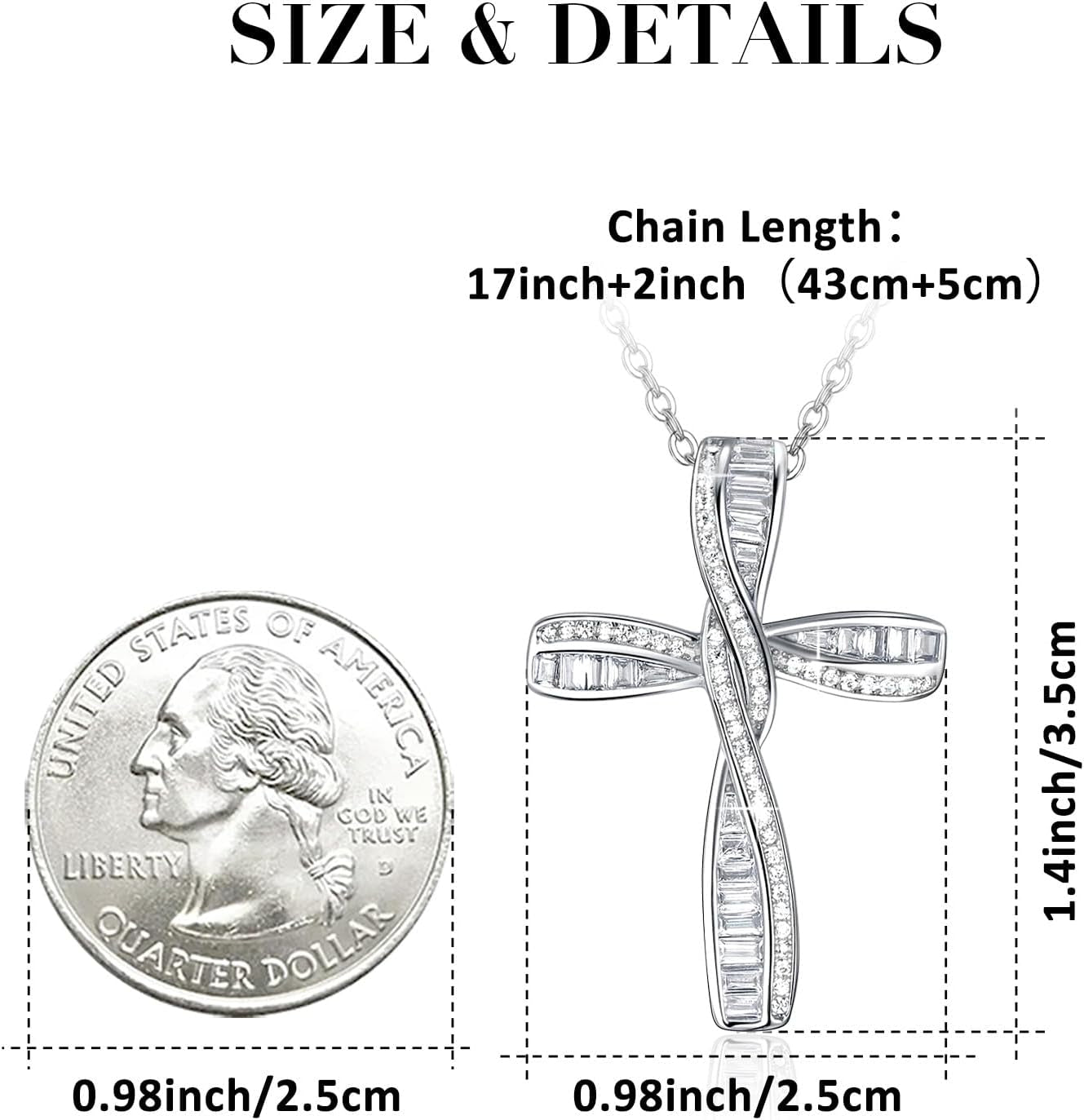 Cross Necklace for Women, 925 Sterling Silver Cross Necklaces, White Gold Cross Pendants,Cubic Zirconia Infinity Loop Cross Pendant Necklace - WORLD TIME VISITS