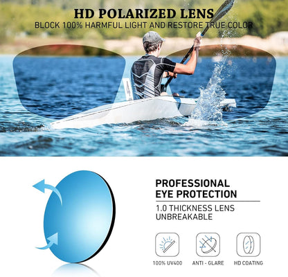 Polarized Sports Sunglasses for Men Women,Fishing Driving Rectangular Goggles UV400 Protection - WORLD TIME VISITS