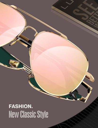 Aviator Sunglasses for Men Women Polarized Driving Classic Shades - UV 400 Protection with Accessories 60MM