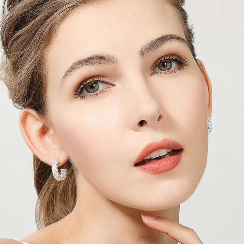 Fashion 925 Sterling Silver Earring for Women Round Stud Earring Christmas Gift Party Wedding Jewelry Gifts
