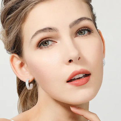 Fashion 925 Sterling Silver Earring for Women Round Stud Earring Christmas Gift Party Wedding Jewelry Gifts