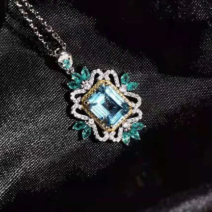 The Jewelry Imitation Natural Topaz Necklace Inlaid with High Carbon Diamond Pendant