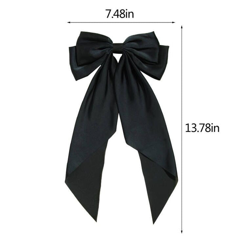 Women'S Satin Hair Accessories: Long Ribbon Hair Pins with Big Bows for Party and Daily Wear