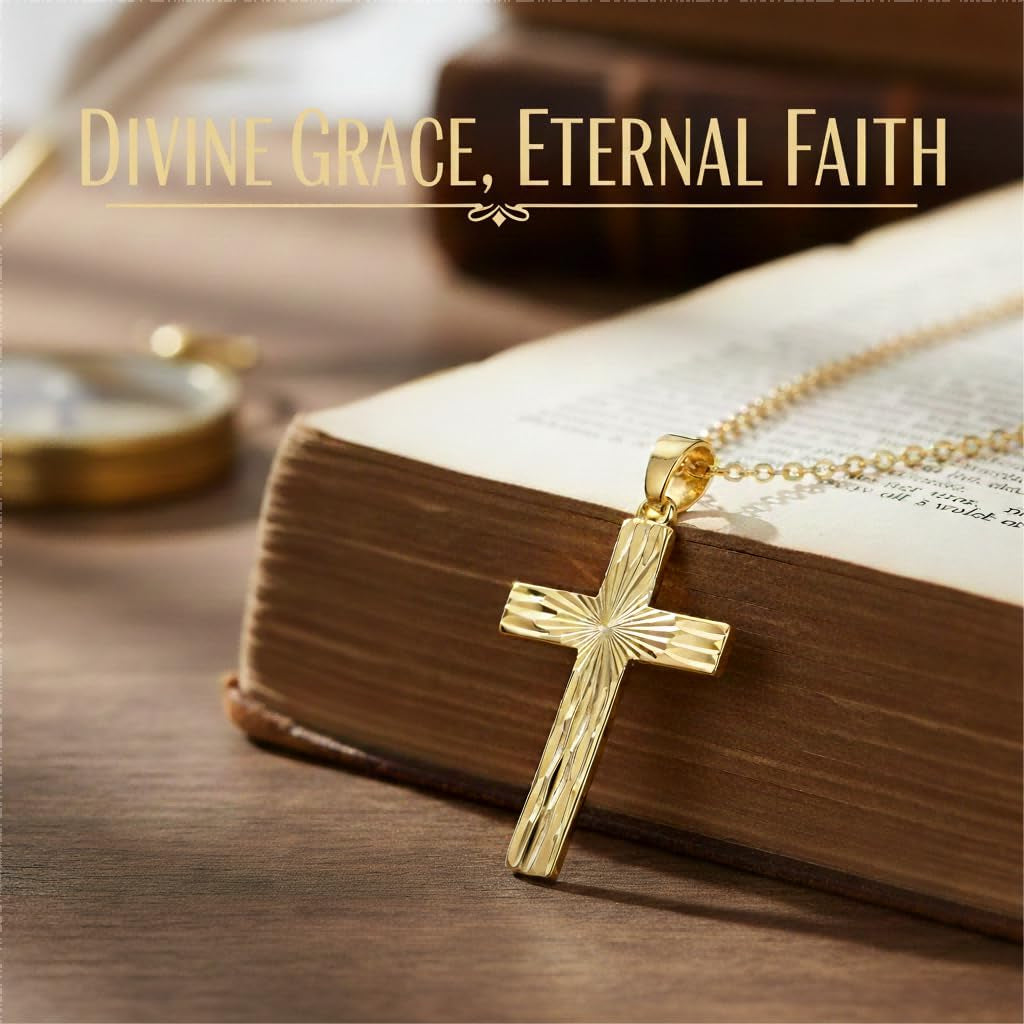 14K Gold Cross Necklace for Women Elegent Gold Cross Pendant Necklace Religious Jewelry Gift